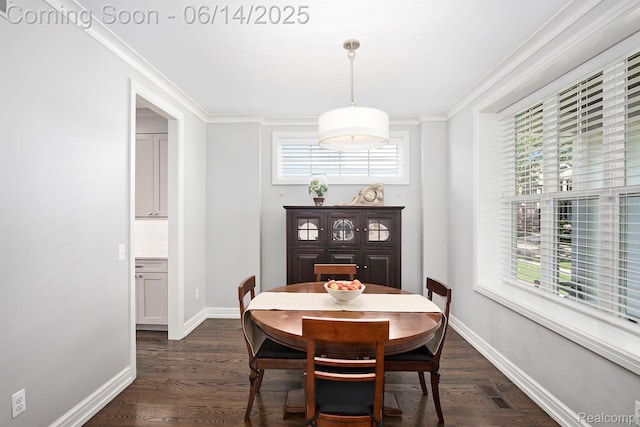 1060 Smith Ave, Birmingham, MI 48009 - dining space featuring ornamental molding and dark wood-type flooring