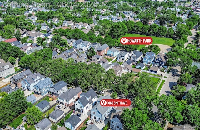 1060 Smith Ave, Birmingham, MI 48009 - aerial view of property's location with nearby suburban area