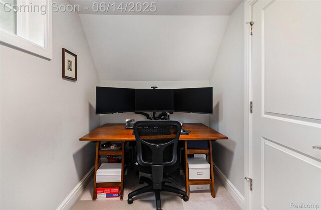 1060 Smith Ave, Birmingham, MI 48009 - office featuring vaulted ceiling and carpet floors