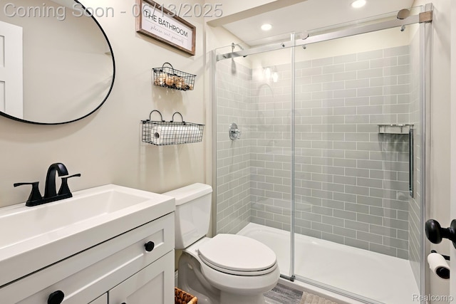 6535 Cedar Lake Rd, Pinckney, MI 48169 - full bathroom featuring a shower stall, vanity, and recessed lighting