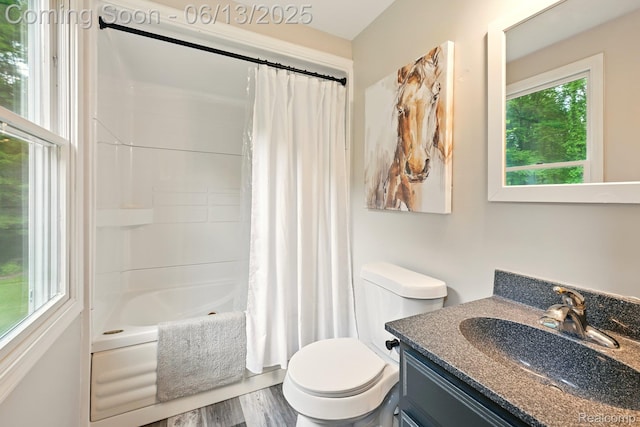 6535 Cedar Lake Rd, Pinckney, MI 48169 - full bathroom with vanity, shower / tub combo, and wood finished floors