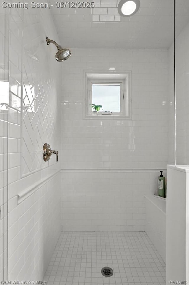 1260 W Ann Arbor Trl, Plymouth, MI 48170 - full bath with a tile shower and tile patterned flooring