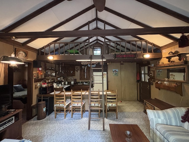 2112 Timber Ln, Brooklyn, MI 49230 - living room with carpet floors and wooden walls