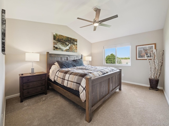 1470 Duncan Dr, Chelsea, MI 48118 - bedroom featuring light carpet, vaulted ceiling, and a ceiling fan