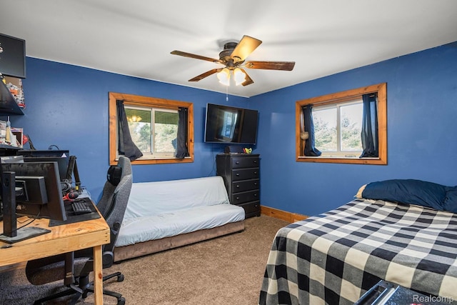 3985 Wadhams Rd, China, MI 48054 - bedroom featuring carpet floors, a desk, and a ceiling fan
