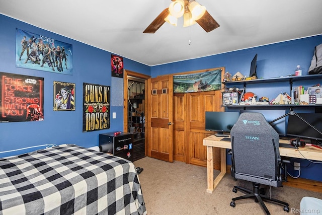 3985 Wadhams Rd, China, MI 48054 - bedroom featuring carpet, a ceiling fan, and an office area
