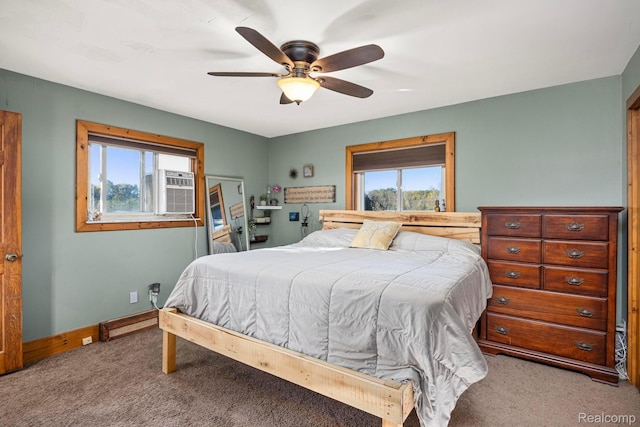 3985 Wadhams Rd, China, MI 48054 - bedroom with light carpet, multiple windows, a ceiling fan, and cooling unit