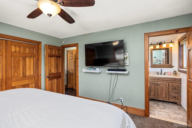 3985 Wadhams Rd, China, MI 48054 - bedroom featuring connected bathroom and ceiling fan