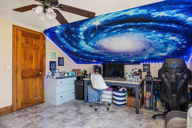 3985 Wadhams Rd, China, MI 48054 - office area with ceiling fan and baseboards