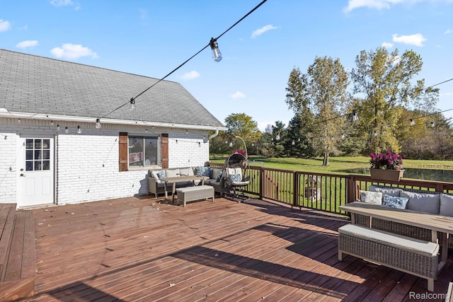 3985 Wadhams Rd, China, MI 48054 - wooden deck with an outdoor hangout area and a yard