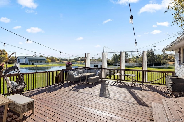 3985 Wadhams Rd, China, MI 48054 - wooden deck featuring a water view and an outdoor living space
