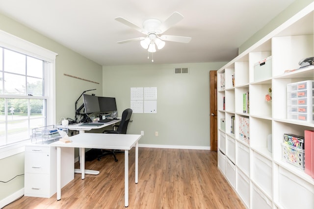 680 Eastlook Dr, Saline, MI 48176 - office featuring light wood-style floors and ceiling fan