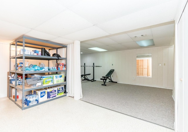 680 Eastlook Dr, Saline, MI 48176 - workout area with a drop ceiling