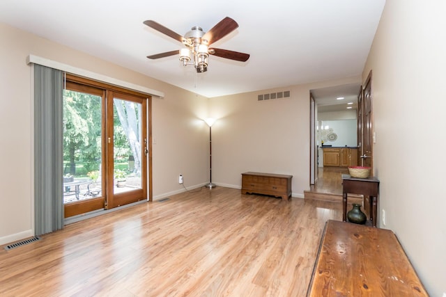 680 Eastlook Dr, Saline, MI 48176 - spare room featuring ceiling fan and light wood-style flooring