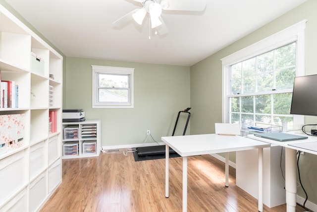 680 Eastlook Dr, Saline, MI 48176 - office with light wood-style flooring and ceiling fan