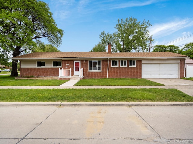 23400 Marlow St, Oak Park, MI 48237 - single story home with a garage, brick siding, concrete driveway, and a front lawn