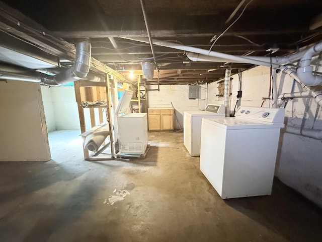 234 Broad St, Michigan Center, MI 49254 - unfinished below grade area featuring separate washer and dryer and electric panel
