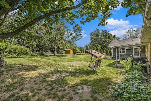 6361 Plainfield Ave, Kalamazoo, MI 49048 - view of green lawn featuring a storage unit