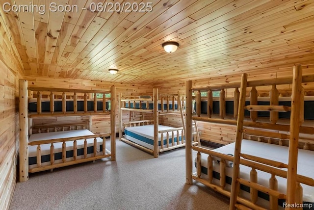 18031 State Highway M28, Newberry, MI 49868 - carpeted bedroom featuring wood ceiling and wood walls