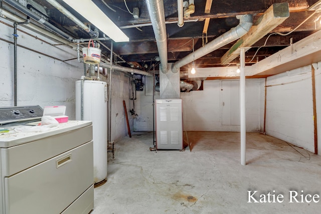 8974 Park St, Montague, MI 49437 - unfinished below grade area featuring washer / clothes dryer and water heater