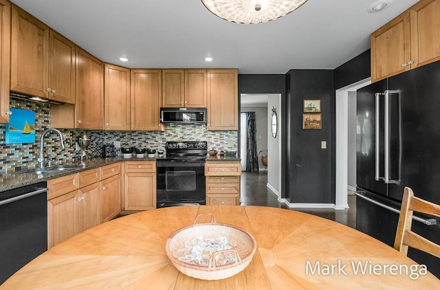 334 Terrill Ave, Grand Haven, MI 49417 - kitchen featuring black appliances, backsplash, and recessed lighting