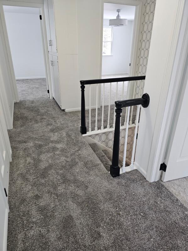 334 Terrill Ave, Grand Haven, MI 49417 - hall featuring carpet flooring and an upstairs landing