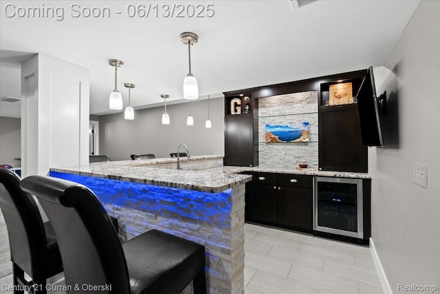 707 S Altadena Ave, Royal Oak, MI 48067 - indoor bar with beverage cooler and hanging light fixtures