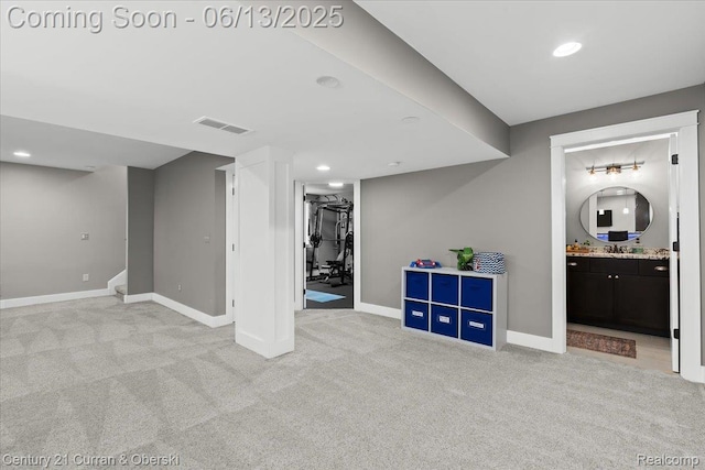 707 S Altadena Ave, Royal Oak, MI 48067 - finished basement featuring carpet floors, stairs, and recessed lighting