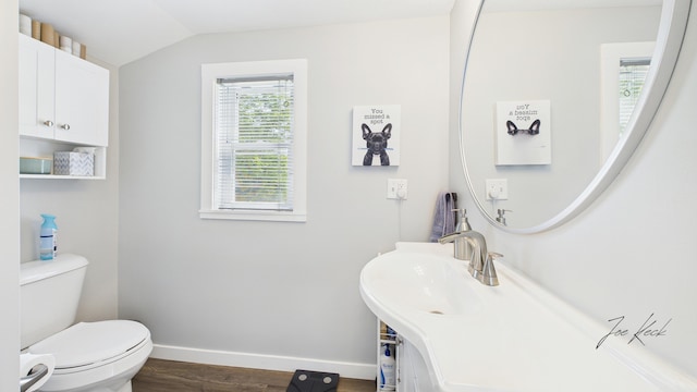 1204 Witham Rd, Muskegon, MI 49445 - bathroom with wood finished floors, lofted ceiling, and vanity