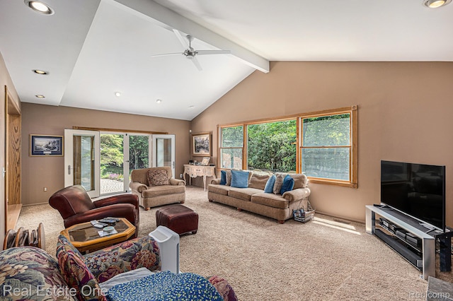 2842 Manorwood Dr, Troy, MI 48085 - living area featuring carpet flooring, plenty of natural light, a ceiling fan, and recessed lighting