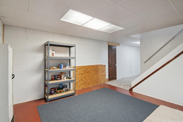 4540 Spinnaker Ln, Pleasant Lake, MI 49272 - finished basement featuring concrete block wall and a paneled ceiling