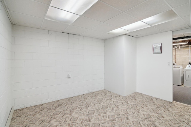 4540 Spinnaker Ln, Pleasant Lake, MI 49272 - carpeted empty room featuring washer and dryer and a drop ceiling