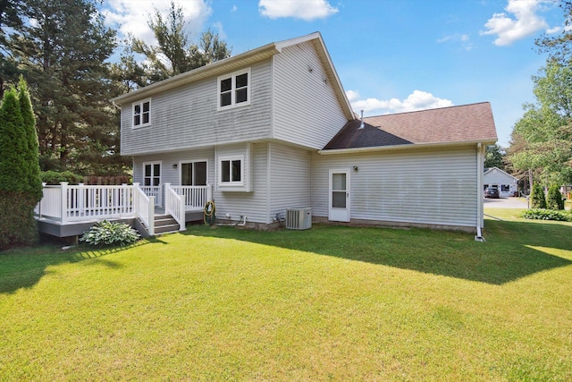 4540 Spinnaker Ln, Pleasant Lake, MI 49272 - rear view of property with a yard and a wooden deck