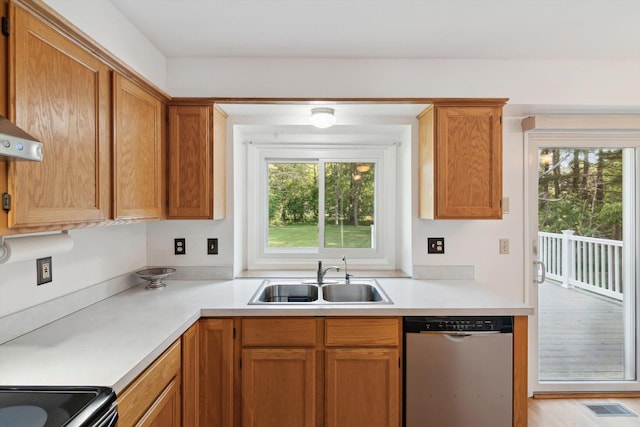 4540 Spinnaker Ln, Pleasant Lake, MI 49272 - kitchen with stainless steel dishwasher, healthy amount of natural light, and light countertops