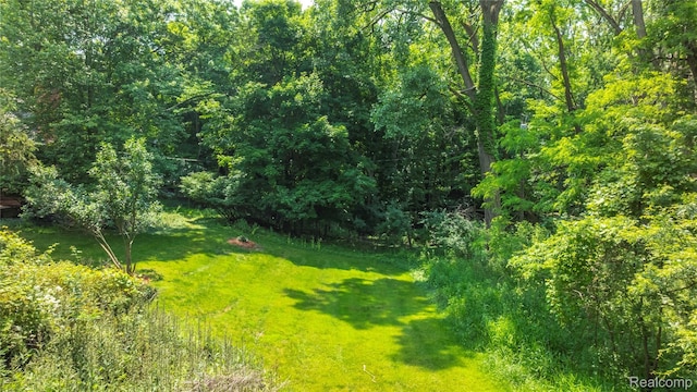 26165 Hidden Valley Dr, Farmington Hills, MI 48331 - view of grassy yard with a forest view