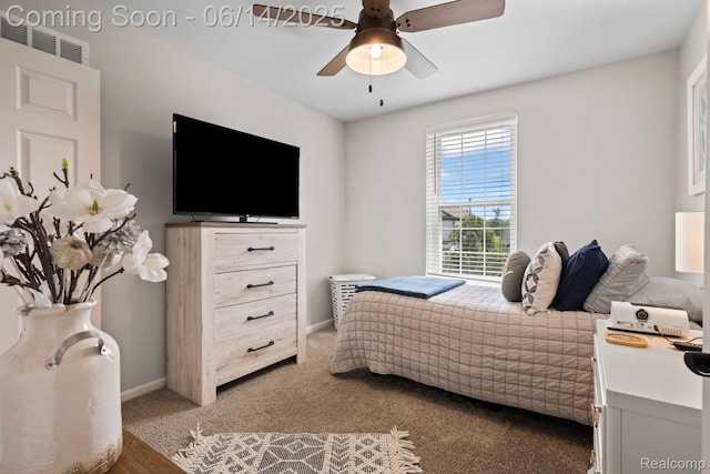 5031 Meadow Crest Cir, Holly, MI 48442 - bedroom featuring light carpet and ceiling fan