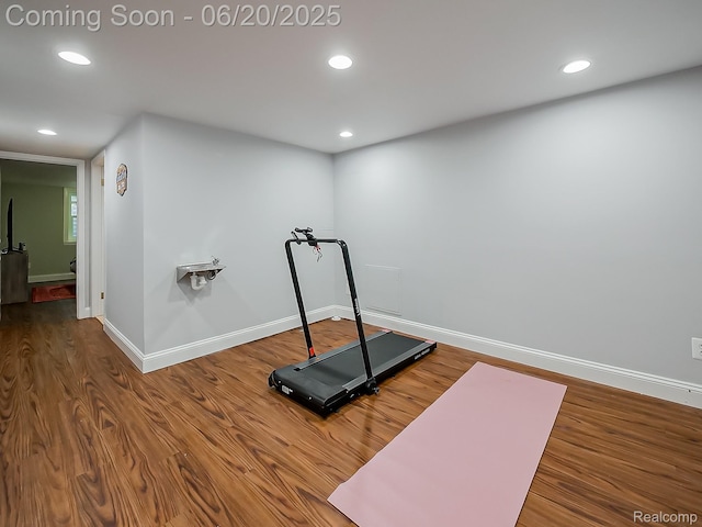 1036 Ferris Ave, Berkley, MI 48067 - exercise room featuring wood finished floors and recessed lighting