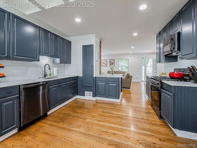 1036 Ferris Ave, Berkley, MI 48067 - kitchen with appliances with stainless steel finishes, light countertops, light wood-type flooring, and recessed lighting