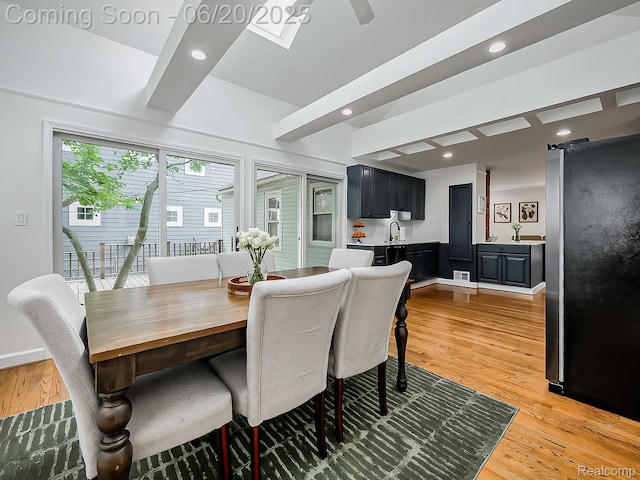 1036 Ferris Ave, Berkley, MI 48067 - dining area with light wood-style floors, recessed lighting, and ceiling fan