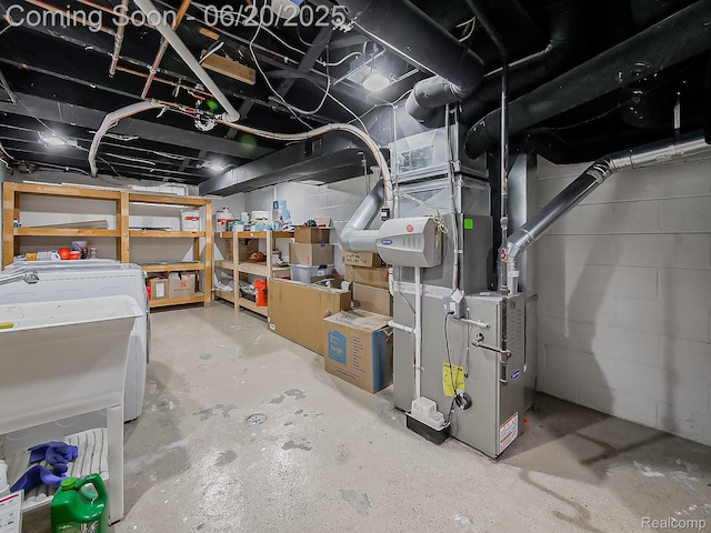 1036 Ferris Ave, Berkley, MI 48067 - unfinished basement featuring concrete block wall and a sink