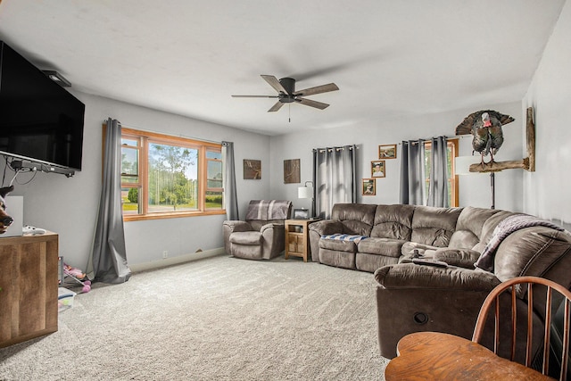 324 Cranson Rd, Bronson, MI 49028 - living room featuring carpet flooring and a ceiling fan