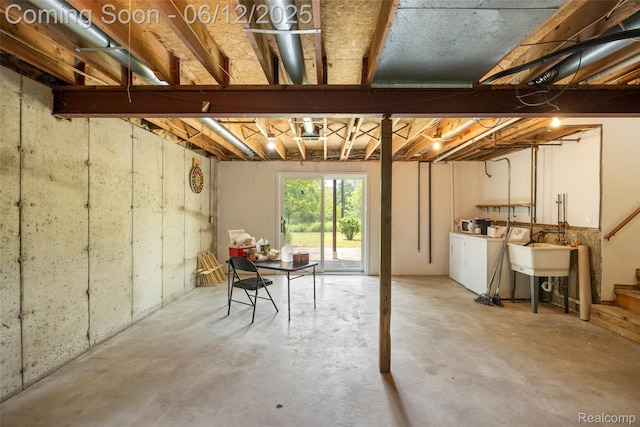 1931 E Marr Rd, Howell, MI 48855 - basement with washing machine and clothes dryer and stairway