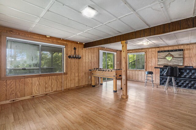 300 Basswood Ter, Brooklyn, MI 49230 - rec room with wooden walls and wood finished floors