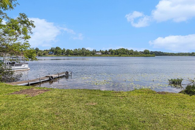 300 Basswood Ter, Brooklyn, MI 49230 - dock area with a water view and a lawn
