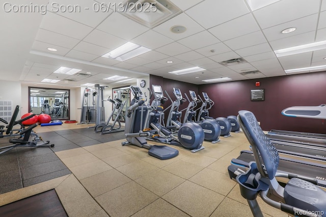 525 W Lafayette Blvd Unit 19C, Detroit, MI 48226 - exercise room with a drop ceiling