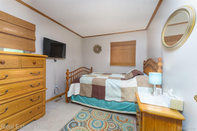 5320 Leland St, Brighton, MI 48116 - bedroom featuring light colored carpet and crown molding