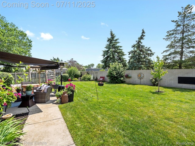 7363 Provincial Rd, Canton, MI 48187 - fenced backyard featuring a patio, a pergola, and an outdoor living space