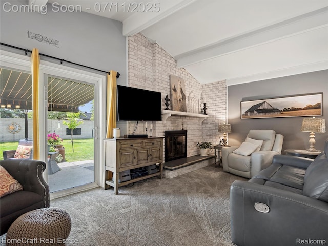 7363 Provincial Rd, Canton, MI 48187 - carpeted living area with a brick fireplace