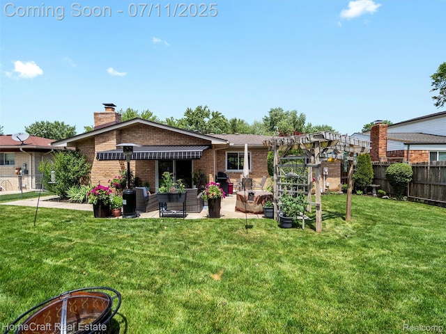 7363 Provincial Rd, Canton, MI 48187 - rear view of property with brick siding, a patio, and a chimney