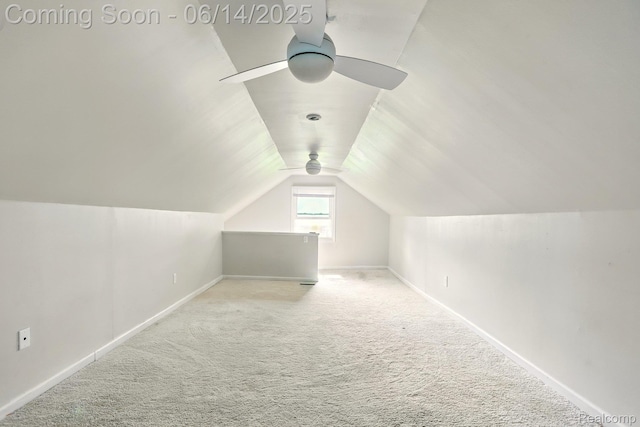 2121 Chesley Dr, Sterling Heights, MI 48310 - bonus room with ceiling fan, carpet floors, and vaulted ceiling
